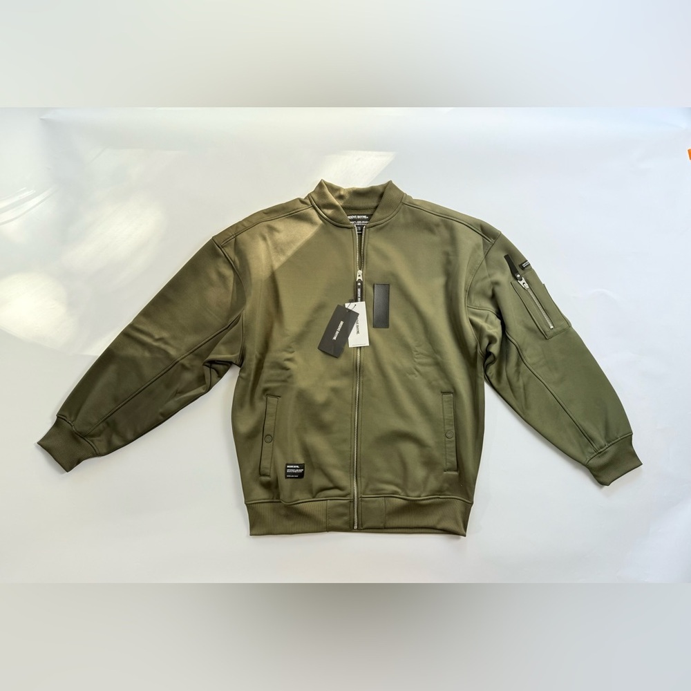 NWT Groove Rhyme| Fleece Bomber Jacket Unisex Style | Khaki | Size L